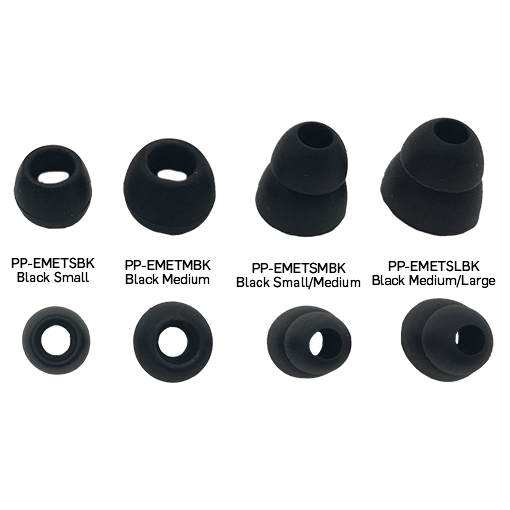 BLACK REPLACEMENT RUBBER EAR TIPS